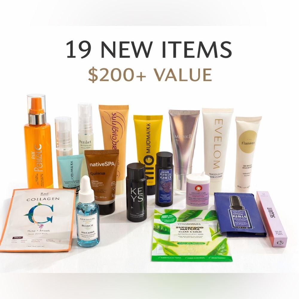 19 Pc Luxury Skincare Beauty Bundle Kiehl’s Caudalie Belif and more